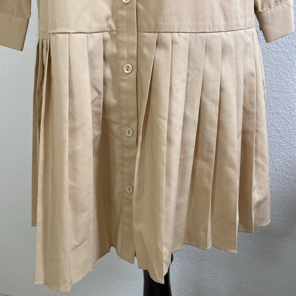 VERA MODA Pleated Beige Shirt Dress - Picture 3 of 6